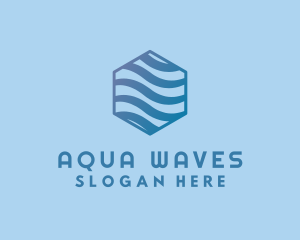 Water Wave Hexagon logo design