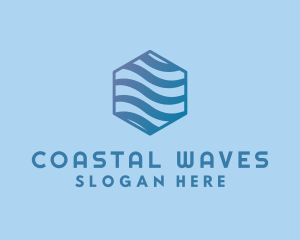 Water Wave Hexagon logo design