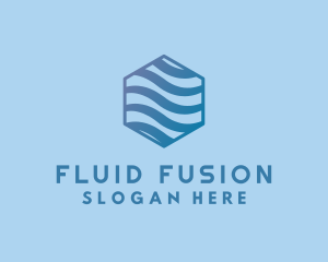 Water Wave Hexagon logo design