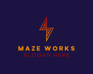 Maze - Lightning Bolt Maze logo design