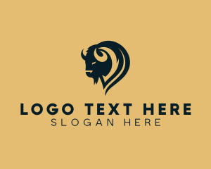 Wild Bison Animal Logo