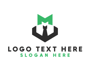 Application - Necktie Businessman Letter M logo design
