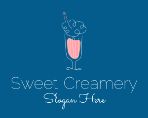 Minimalist Ice Cream Milkshake logo design