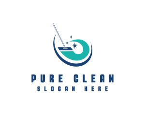 Sparkling Cleaning Mop logo design