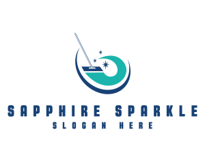 Sparkling Cleaning Mop logo design