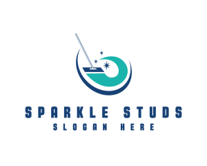 Sparkling Cleaning Mop logo design