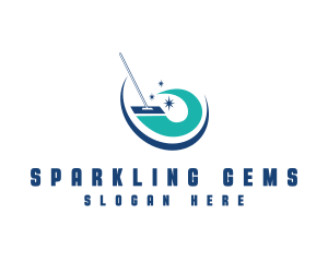 Sparkling Cleaning Mop logo design