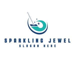 Sparkling Cleaning Mop logo design