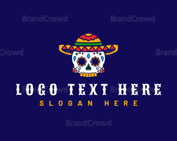 Mexican Skull Sombrero Logo