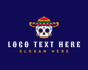 Mariachi - Mexican Skull Sombrero logo design