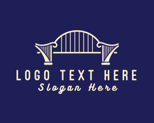 Acoustic Sounds - Elegant Harp Bridge logo design