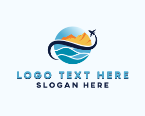 Ocean - Mountain Airplane Travel logo design