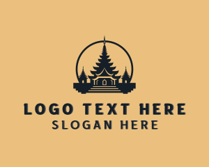 Tourist - Asian Temple Architecture logo design