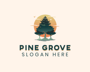 Pine - Pine Tree Sunset logo design