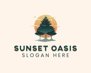 Pine Tree Sunset logo design