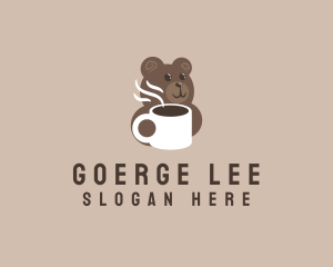 Caffeine - Hot Coffee Bear logo design