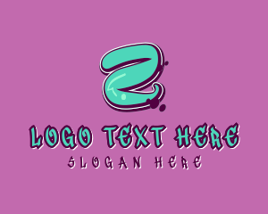 Green And Pink - Green Modern Graffiti Letter Z logo design