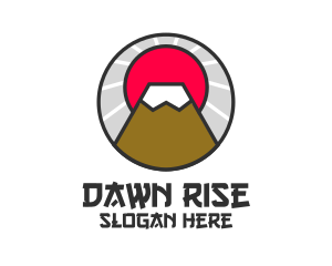 Asian Mountain Sunrise logo design