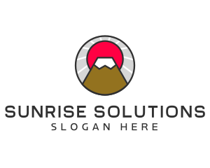 Asian Mountain Sunrise logo design