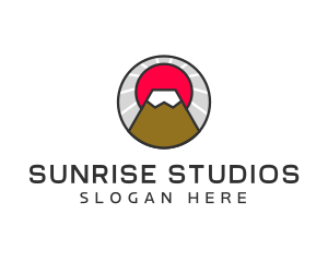 Asian Mountain Sunrise logo design