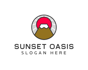 Asian Mountain Sunrise logo design