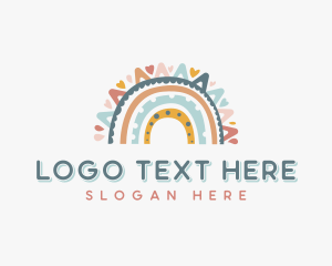 Preschool - Boho Rainbow Kindergarten logo design