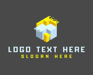 3d - Pixel Tech Cube Box logo design