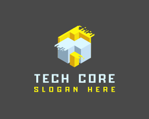 Pixel Tech Cube Box logo design