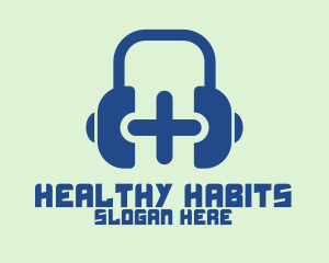 Blue Cross Headphones logo design