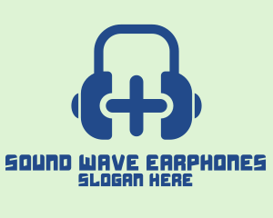 Earphones - Blue Cross Headphones logo design