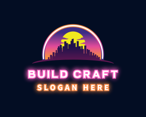 Neon City Buildings logo design