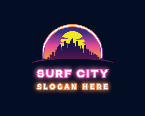 Neon City Buildings logo design