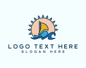 Tropical - Summer Beach Boat logo design