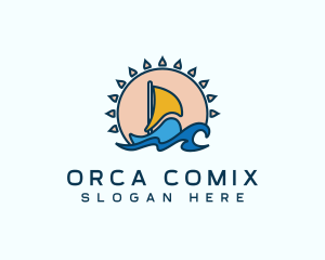 Summer Beach Boat Logo