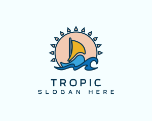 Summer Beach Boat logo design