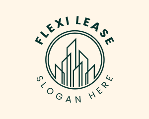 Leasing - Skyscraper Realty Construction logo design