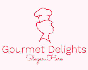 Minimalist Woman Chef logo design