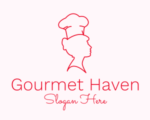 Minimalist Woman Chef logo design