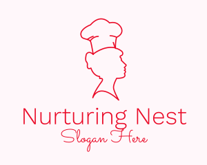 Minimalist Woman Chef logo design