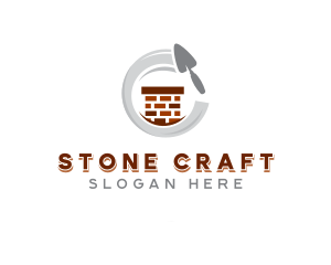 Construction Trowel Brick logo design