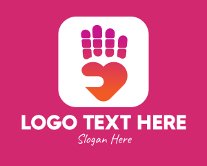 Online Relationship - Heart Hand App logo design