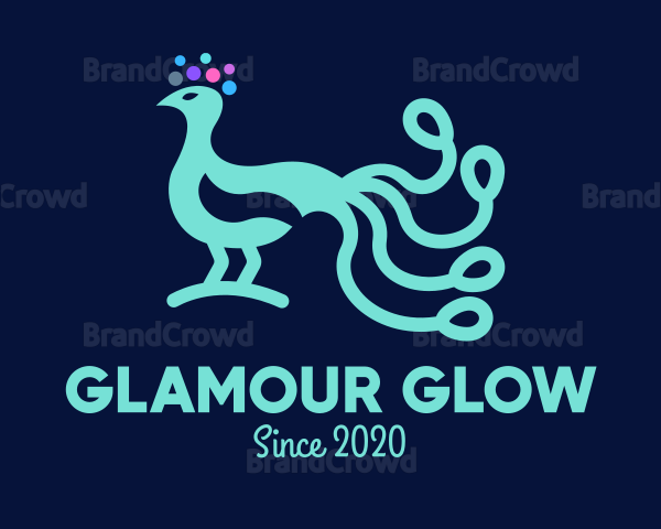 Neon Blue Peacock Logo