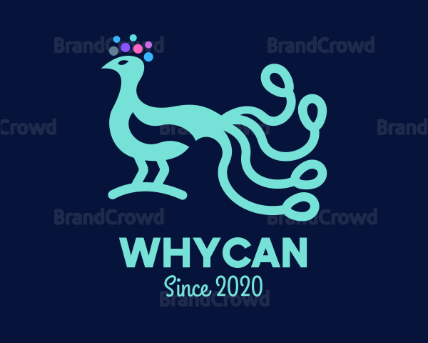 Neon Blue Peacock Logo