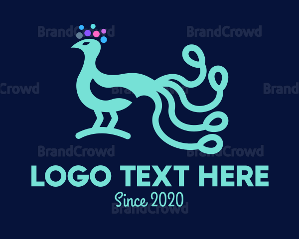 Neon Blue Peacock Logo