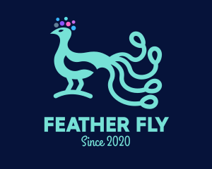 Neon Blue Peacock logo design