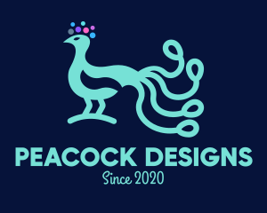 Neon Blue Peacock logo design