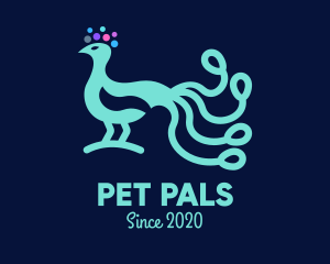 Neon Blue Peacock logo design