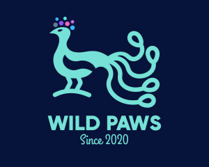 Neon Blue Peacock logo design