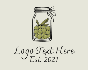Organic Produce - Green Olive Jar logo design