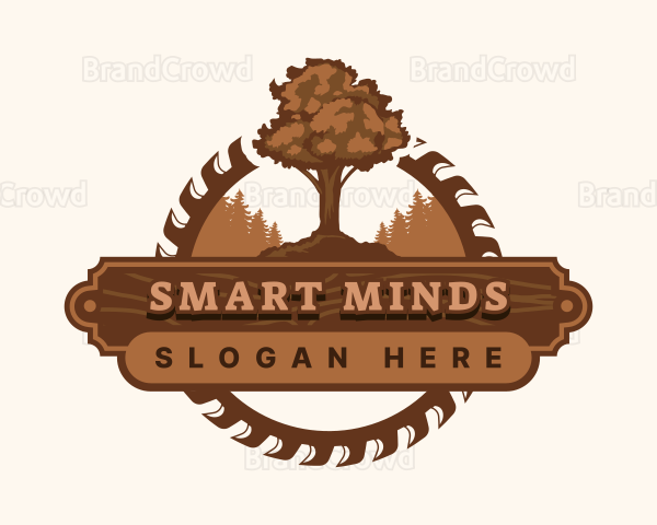 Wood Tree Sawmill Logo